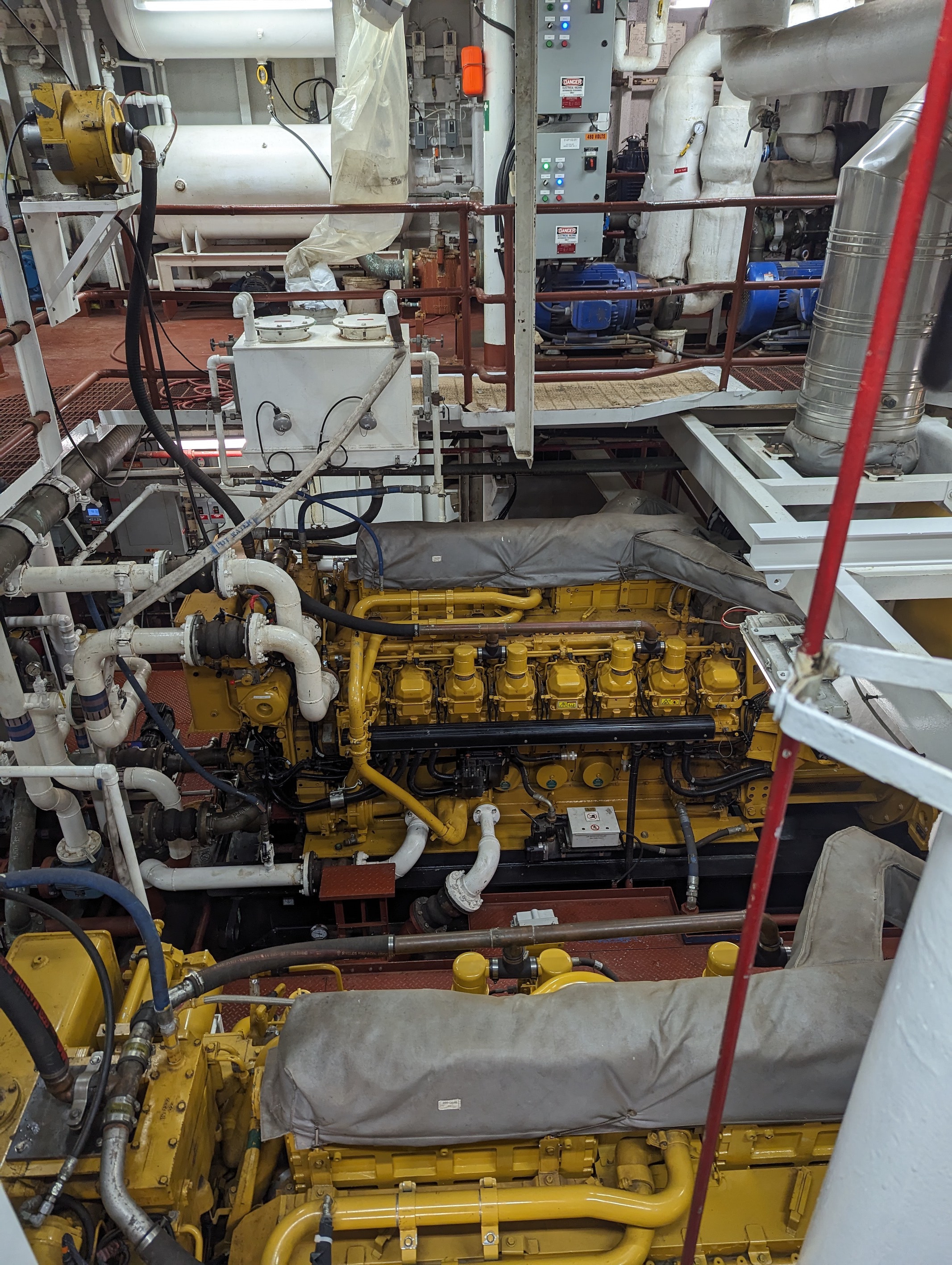 down in the engine room, this is two of four yellow engines