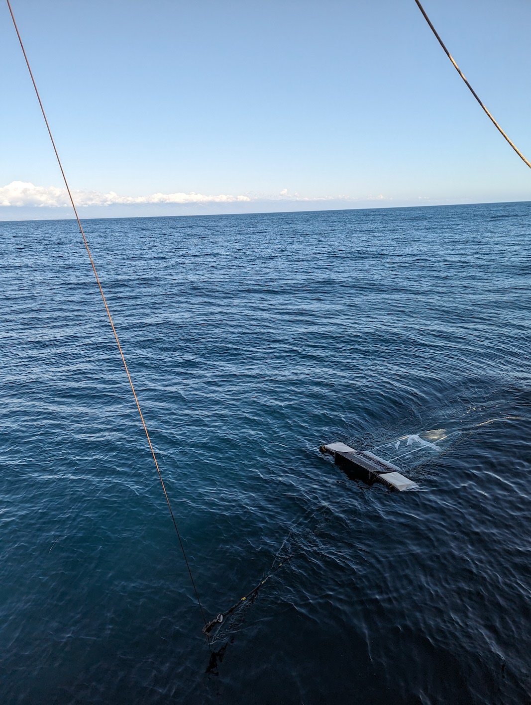 manta zooplankton net being towed through the ocean